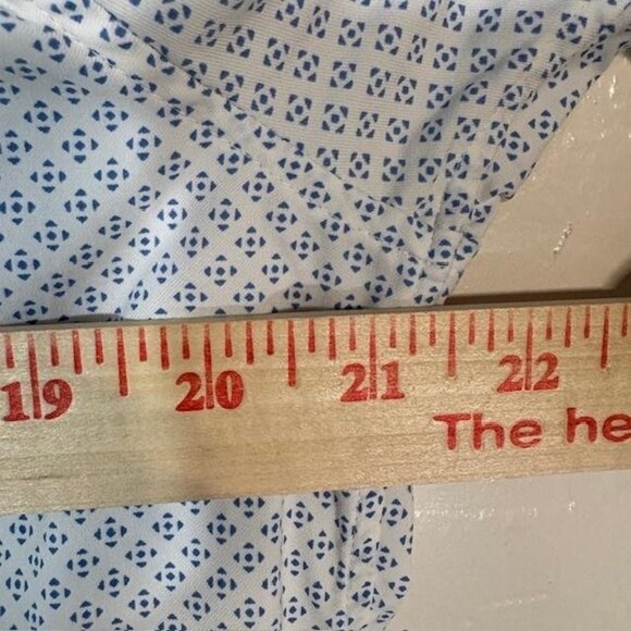 Bonobos Shirt Mens Medium Long White Blue Geometric Short Sleeve Standard Fit - Picture 6 of 7